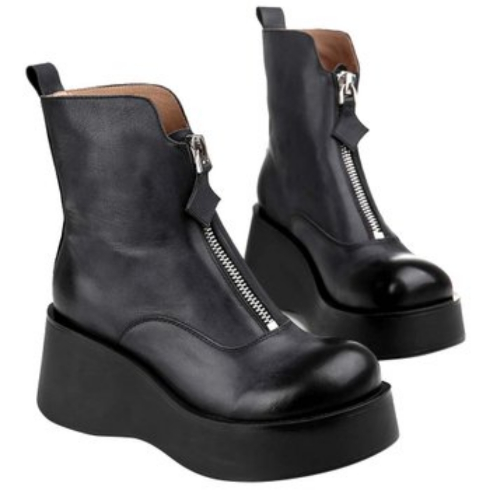 Black Leather Platform Boots
